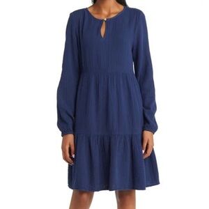 beachlunchlounge Women’s Cate Long Sleeve Tiered Cotton Gauze Dress
